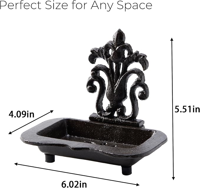 Cast Iron Metal Vintage Soap Dish – Rustic Soap Dish and Farmhouse Soap Holder with Decorative Wall-Mount Design – Ideal for Bathroom, Kitchen, or Vanity Organization