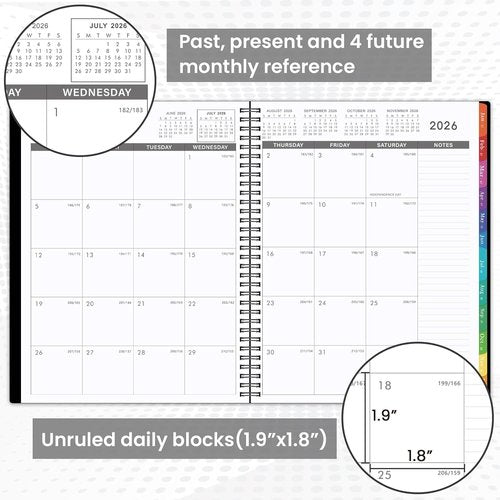 Monthly Planner 2026-2027 | 18-Month Calendar with Contacts & Passwords - 8.5" x 11", Colorful Tabs, Thick Paper