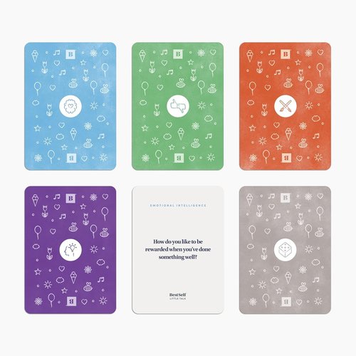 BestSelf Little Talk Conversation Cards - 170 Prompts for Kids' Social Skills | Ages 4-12, ADHD Tools, Family Games