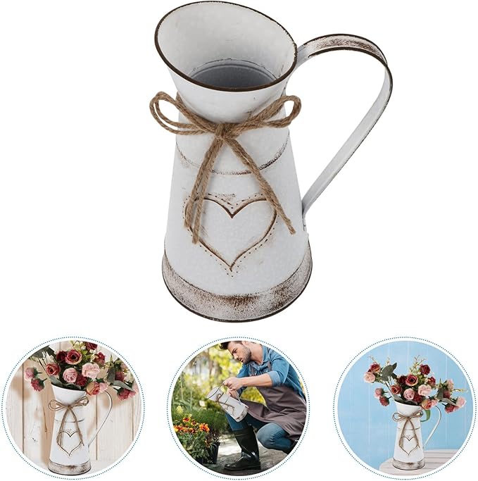 BESTonZON Decorative Metal Iron Flower Vase Tabletop Floral Arrangement Pot for Home Office Boutique Dessert Shop for Fresh Artificial Flowers