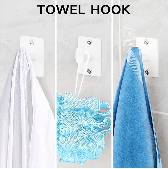 KLJKPA Bathroom Accessories Set, 4 Pieces White Bathroom Hardware Set, 24 inch Towel Bar, Towel Racks for Bathroom, Robe Towel Hooks, Toilet Paper Holder Wall Mounted