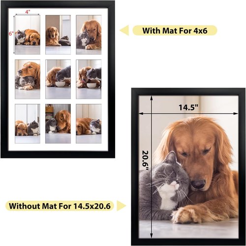 HORLIMER 4x6 Picture Frame Set - 9 Openings Multi Photo Collage in Black for Versatile Wall Display