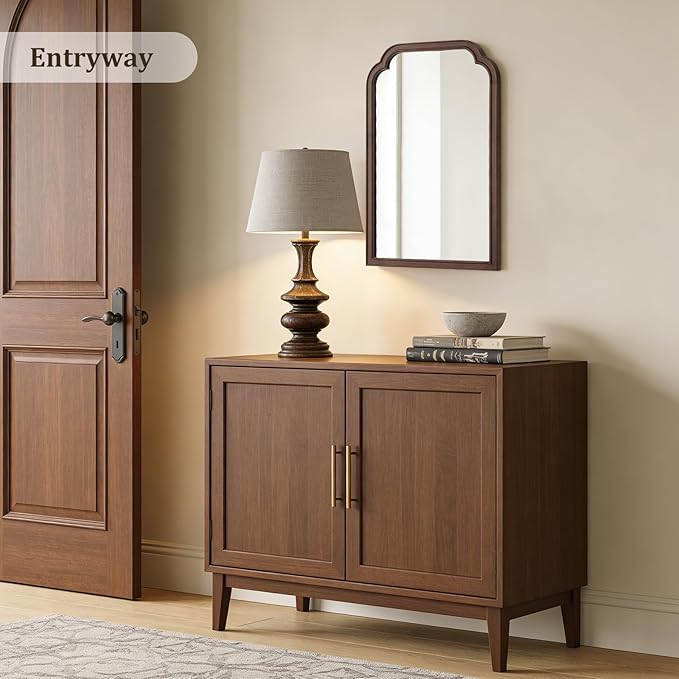 WallBeyond Wood Bathroom Mirrors for Wall Mounted, 20" x 30" Rustic Wood Frame Wall Mirrors Decorative for Living Room or Bedroom Vanity Mirror (Walnut)