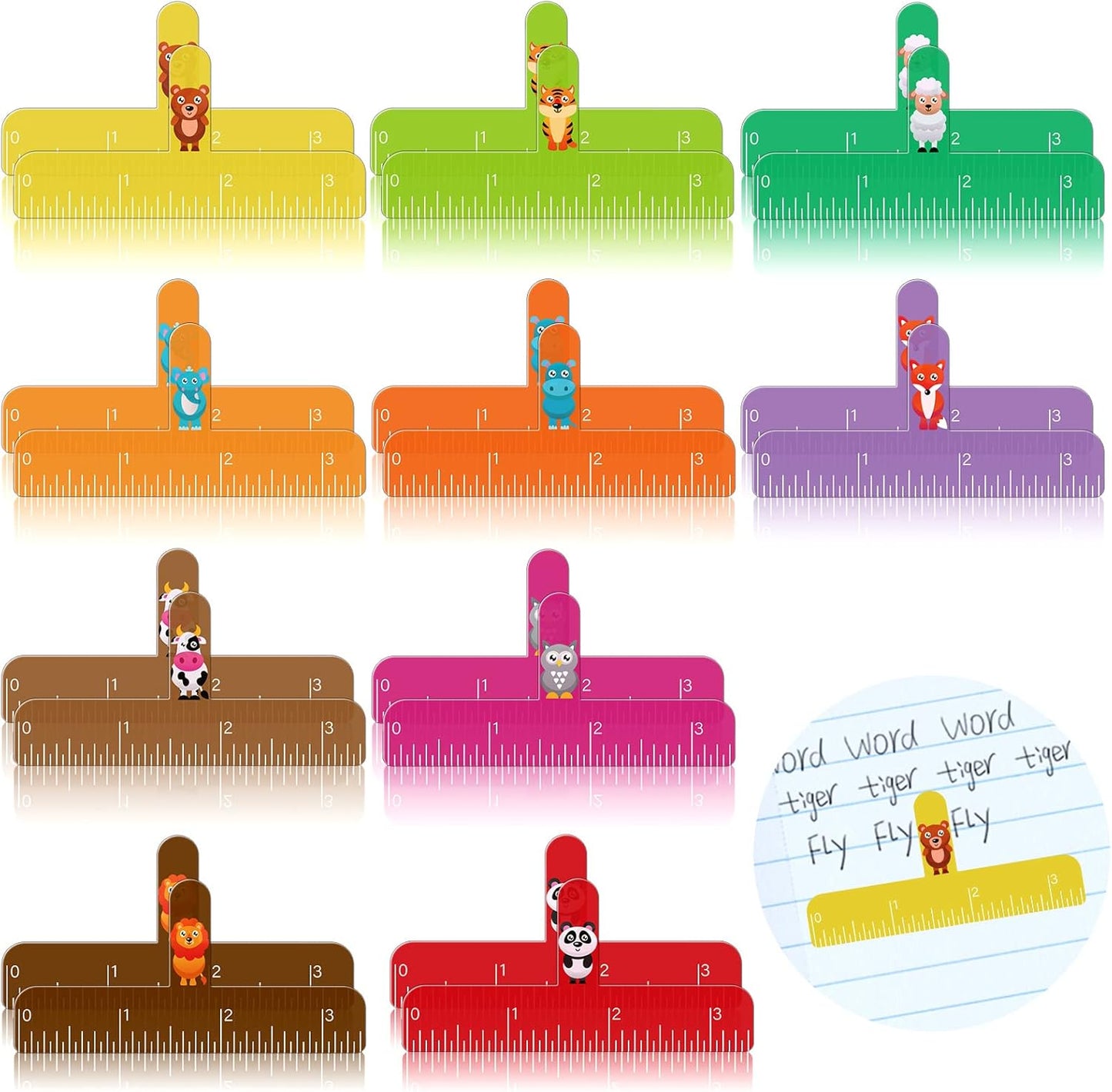 Sureio One Finger Spacer Handwriting Tool - 20 Pack Colorful Dyslexia Writing Aids | 10 Cute Colors