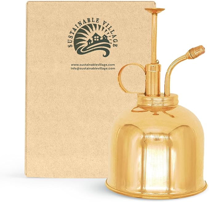 Sustainable Village Watering Can Indoor Plants - Brass Plant Mister - Stylish and Rust Resistant Watering Cans for Healthy Hydration - Prevents Overwatering