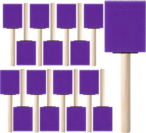 Bates Foam Paint Brushes - 16 Pack Violet Sponge Brushes for Effortless Painting & Staining