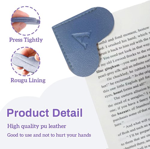 MOTEERLLU Personalized Leather Heart Bookmark - Custom Initials, Handmade Gift for Book Lovers (Blue)