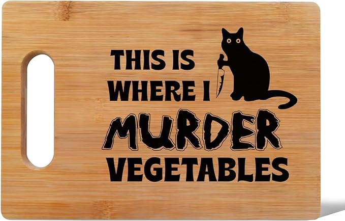 Lacama Funny Black Cat Kitchen Gifts for Women，Cute Cutting Board Appreciation Gift for Women Christmas Birthday, Vegetable Murder Cutting Chopping Boards for Her, Mom, Sister, Friends