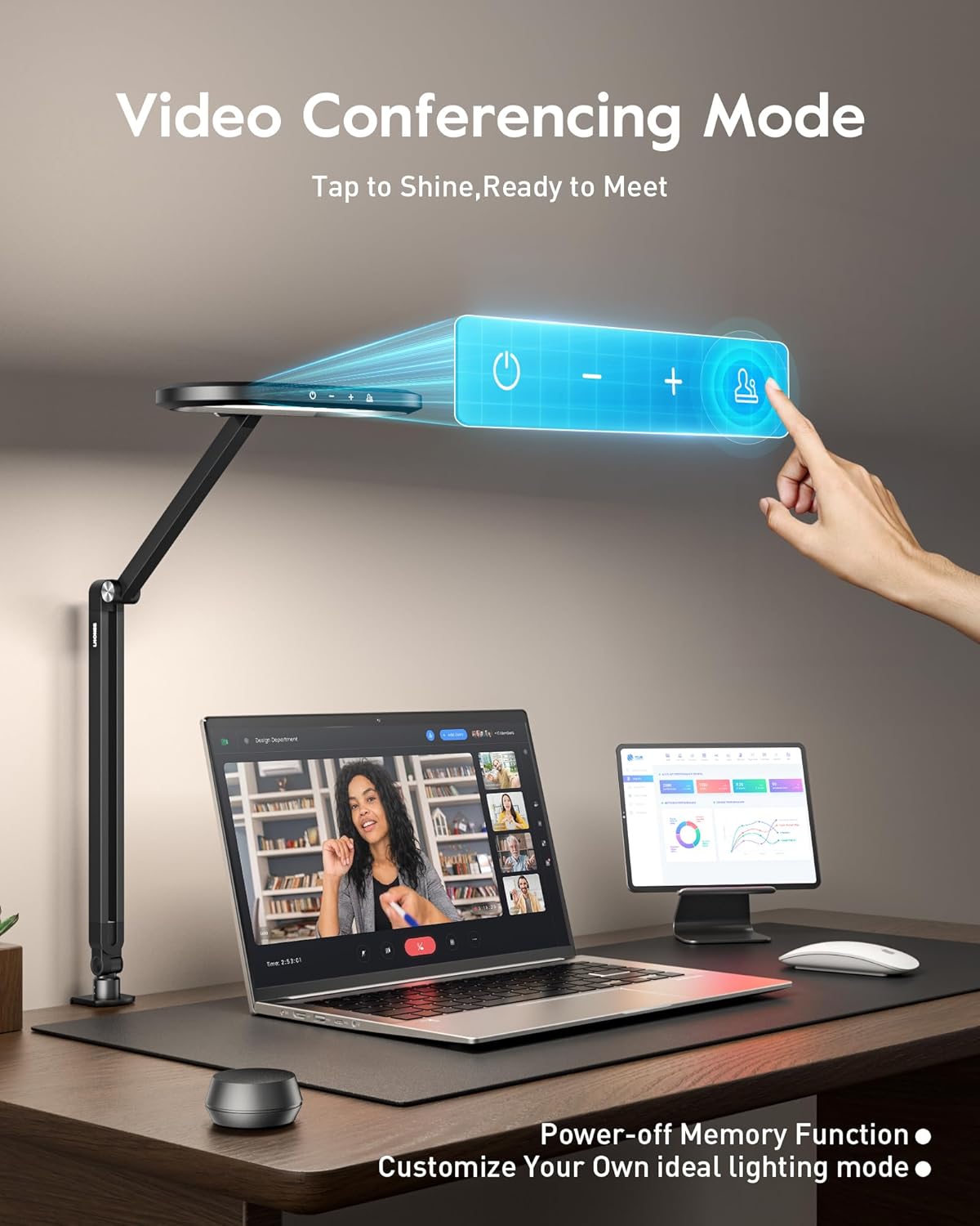 **Skiennix LED Desk Lamp - Eye-Care Double-Sided Light with Dimmable Knob & Adjustable Arm for Home Office**