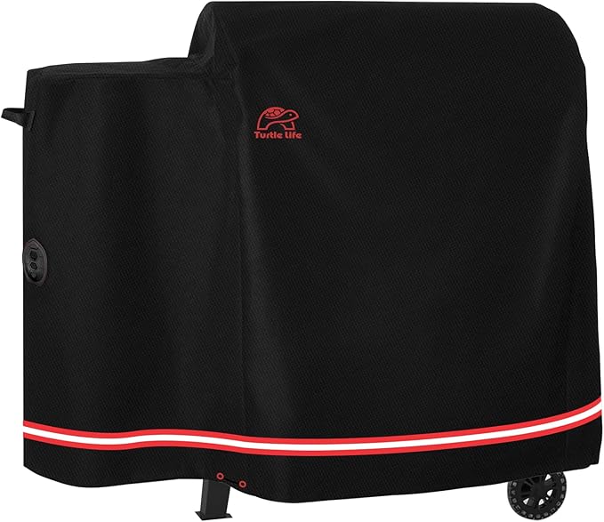 Turtle Life Pellet Grill Cover, Heavy Duty All Weather Protection Wood Pellet Smoker Barbecue Cover for Pit Boss Rancher 700D, Black, 52" Wx27”Dx39”H