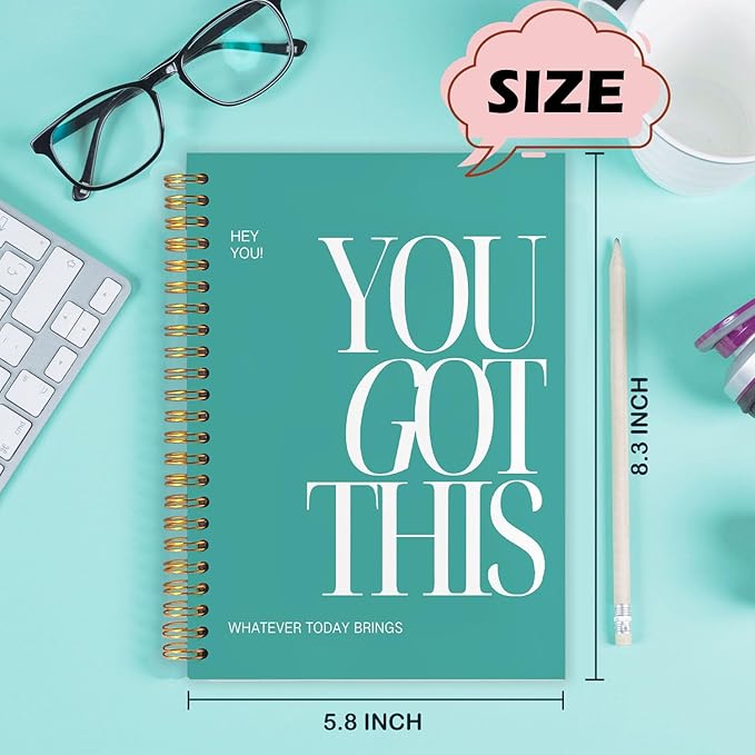 Yhtrg You Got This Inspirational Notebooks Journal, Green Motivational Spiral Journal Notebook for Women, Green Motivational Positive Notebooks for Office School Supplies, 5.5x8.3 Inch