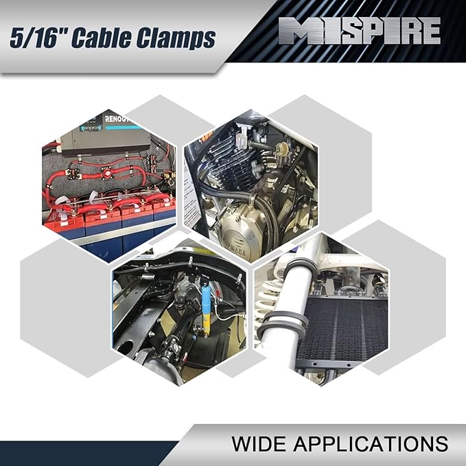 Cable Clamps 5/16 inch 10 Pack, 304 Stainless Steel Hose Pipe Clamps, Automotive Wire Rubber Insulated Clamps, Metal Clamps for Tube, Pipe and Wire Cord Installation by MISPIRE