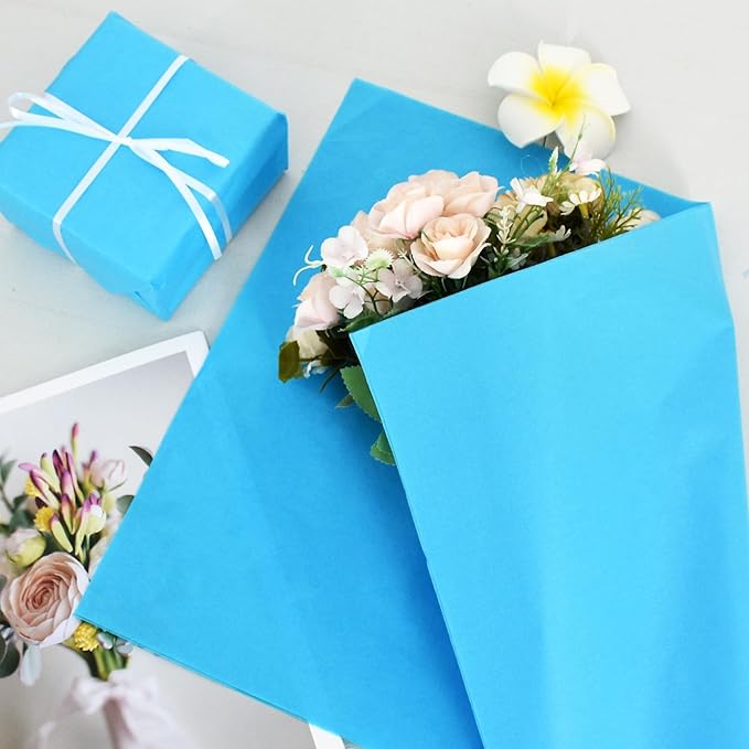 BEISHIDA 100 Sheets Blue Tissue Paper Bulk, Wrapping Tissue Paper for Gift Bags, 14 x 20 Inch Gift Wrap for Birthday Wedding Graduation DIY Crafts Holiday Flowers