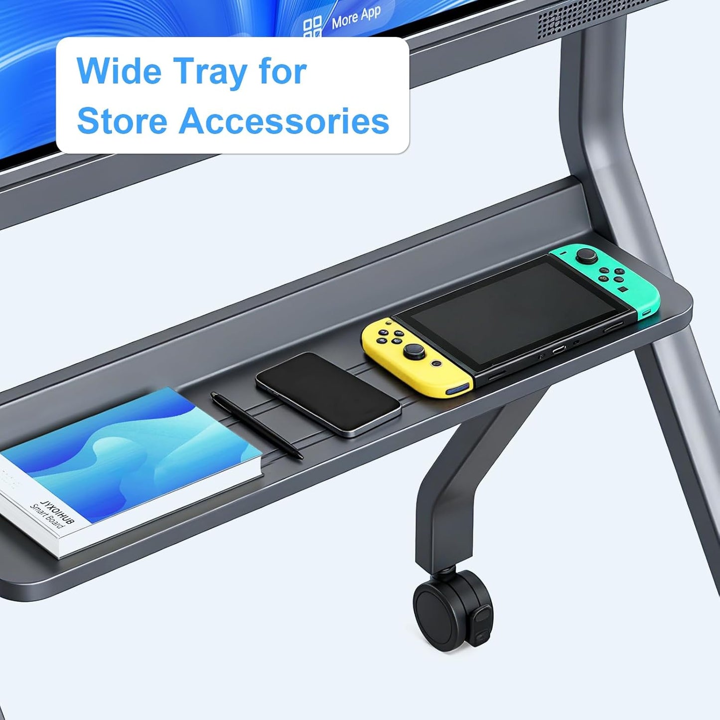 Smart Board Stand - Height Adjustable Mobile Stand for 42"–75" Interactive Whiteboards | Portable with Lockable Wheels