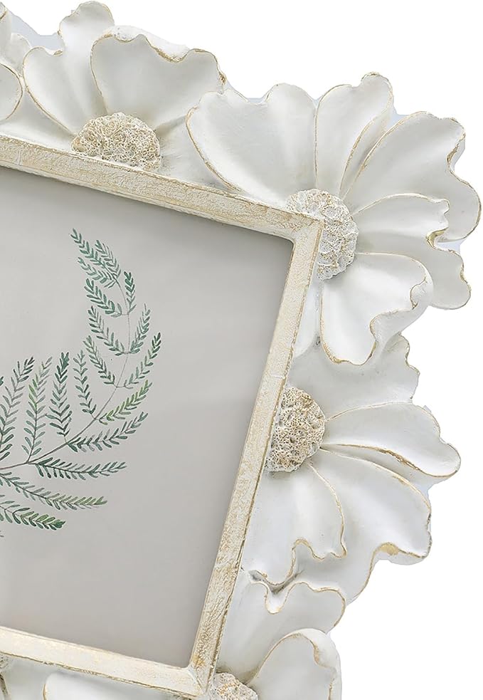 4x4 Small Vintage Picture Frame, Tiny Antique White Ornate Square Photo Frame, for Tabletop and Wall Display, Decorative Floral Design Retro Home Decor, Old Fashioned Photo Gallery Art