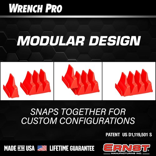 Ernst Manufacturing Wrench Pro - Magnetic Modular Organizer for 40 Tools - Red | Made in the USA