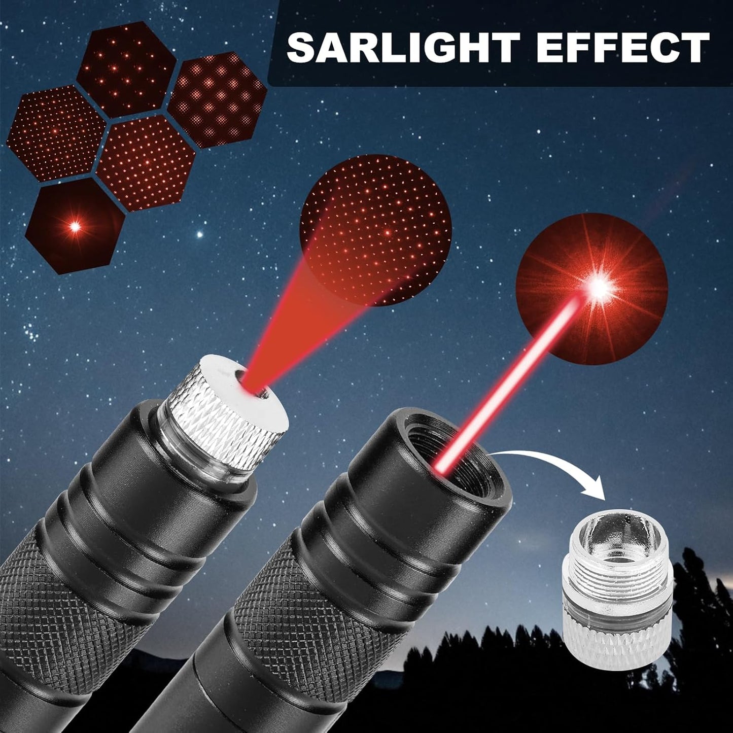 Skiennix Long Range Red Laser Pointer - High Power Rechargeable Laser Toy for Hiking & Cats | USB Charge