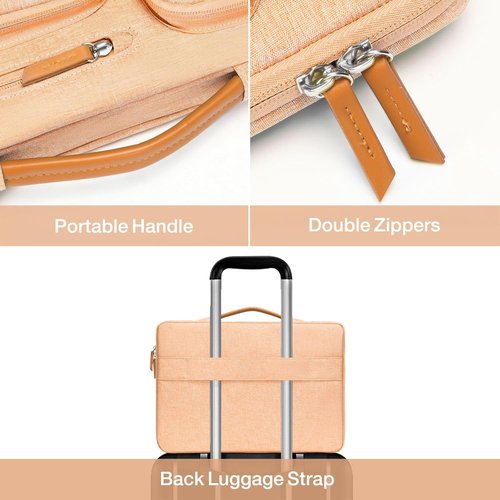 MOSISO 360 Protective Laptop Case - 13.3 Inch Sleeve for MacBook Air/Pro & More | Peach Fuzz Design with 4 Zipper Pockets