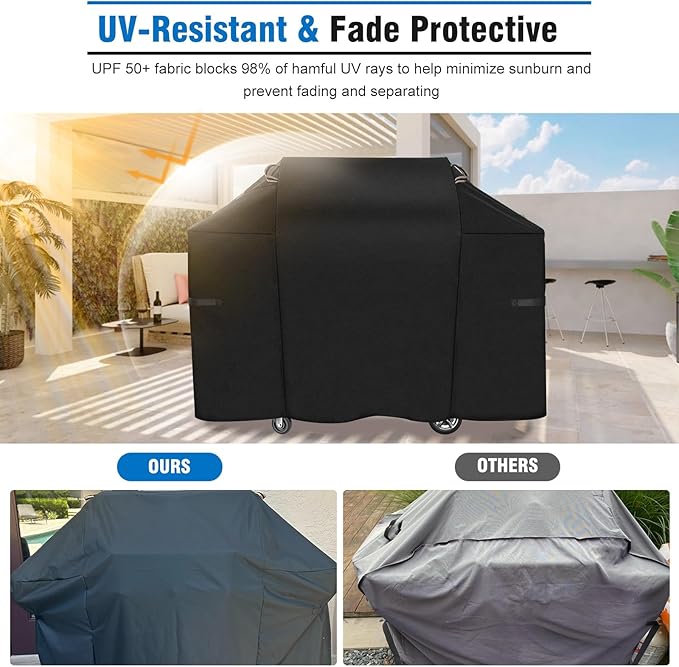 KINGLY Heavy Duty 52 Inch Grill Cover for Weber Spirit 200 and 300 Series,600D Waterproof Fade Resistant 52 Inch BBQ Gas Grill Cover for Outdoor Grill with Straps,Compared to Weber 7106