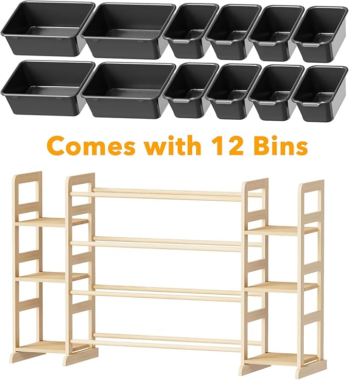 SpaceAid Toy Storage Organizer with 6 Shelves and 12 Bins, Toy Organizers Storage Bookshelf, Kids Bin Shelf Toys Box Bookcase for Bedroom Playroom Organization Room Decor, True Black
