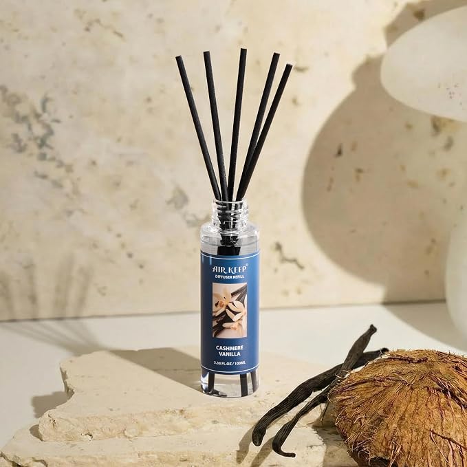 Airkeep Reed Diffuser Oil Refill/Cashmere Vanilla/3.38 oz / 1 Pack/Air Freshener & Aromatherapy Essential Oil Blend for Home Fragrance – Scented Refill Oil for Bathroom, Bedroom & Home Decor