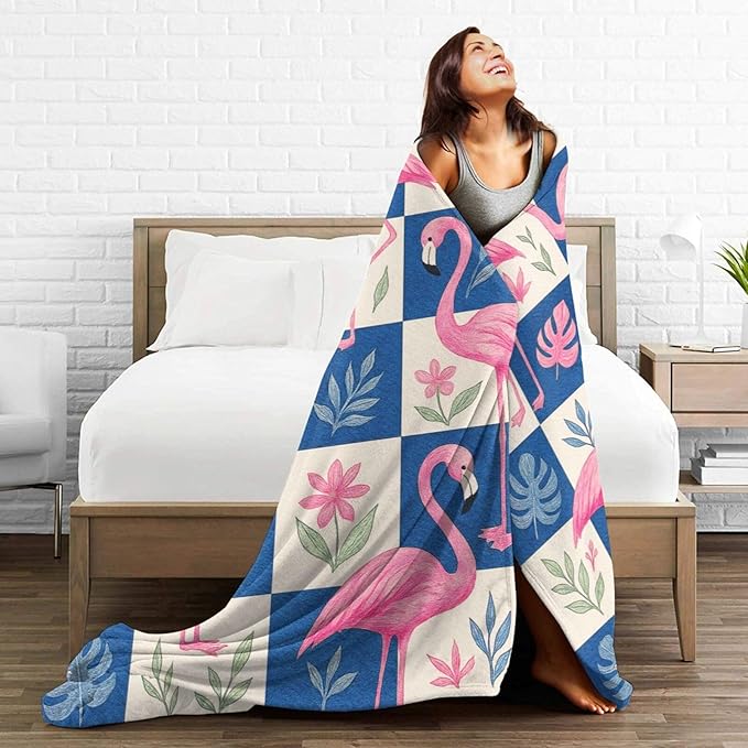 Flamingo Blanket Tropical Flamingo Throw Blanket Soft Cozy Fleece Fuzzy Stuffed Plush Flannel Animal Gifts for Girls Women Boys Kids Adults 50"X60"