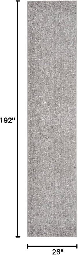 Nourison Home Nourison Essentials Silver Grey 2'2" x 16' Area Rug - Easy Clean, Non Shedding, Bed Room, Living Room, Dining Room, Kitchen (16' Runner)