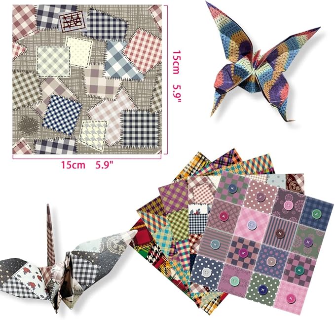Square Origami Paper 6x6 Double Sided 50 Sheets 50 Colors 70GSM Origami Kit Japanese Chiyo Easy Fold Arts Crafts DIY Handwork Cloth