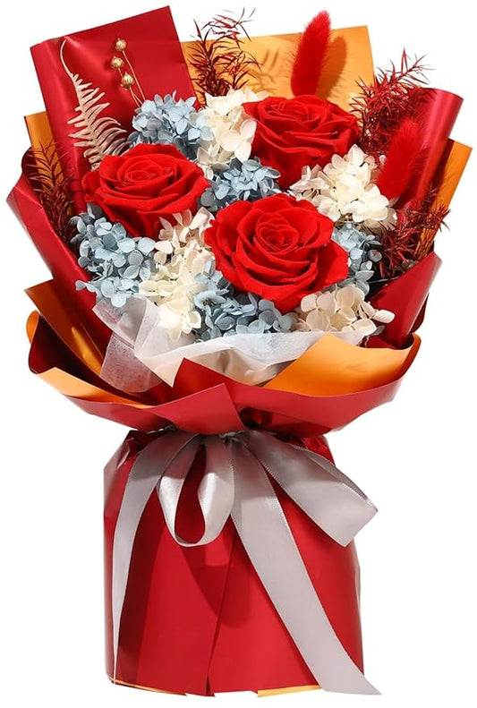Jtoder Forever Flowers for Delivery, Preserved Flower Bouquets, Long Lasting Red Roses, Gifts Bouquet for Mother Wife Girlfriend on Festivals Birthday Anniversary