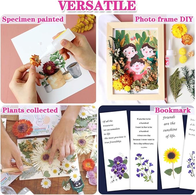 Vignee Real Dried Pressed Leaf Flowers-Multiple Colorful Pressed Flowers Daisies for Craft Resin Jewelry Making Art Craft DIY and Soap Candle Scrapbooking DIY Resin（Light Pink）