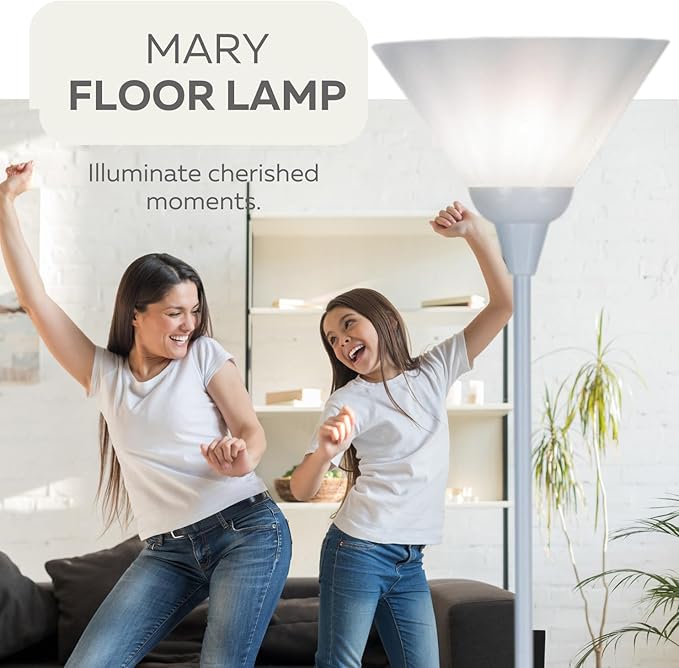 LIGHTACCENTS White Torchiere Floor Lamp - Floor Lamps for Living Room, Bedroom Standing Lamp, Modern Living Room Decor, 70-Inch Pole Light with Opal White Cone Shade - Stylish Tall Lamp