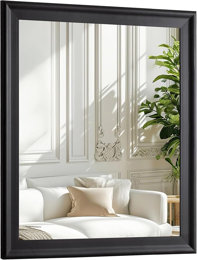 CULER Black Wall Mirror for Bathroom,Rectangle Rustic Large 30 x 36 inch Hanging Vanity Mirrors for Living Room,Bedroom,Entryway
