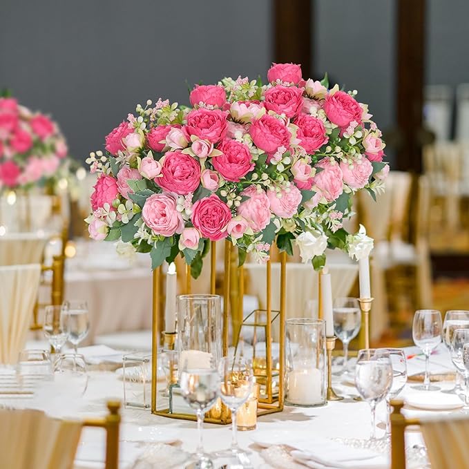 SOMYTING Peonies Artificial Flowers, Fake Flowers Pink Peonies Faux Flowers Vintage Artificial Silk Flower Peonies Bouquets Floral Arrangements Home Wedding Party Coffee Table Decor (Rose Pink, 2PCS)