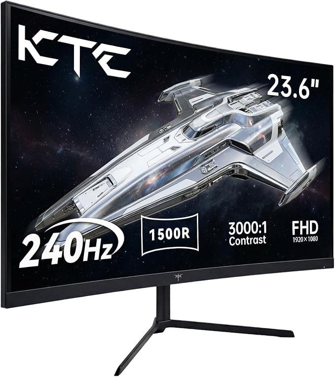 KTC 24 Inch Curved 240Hz Gaming Monitor, FHD 1500R Curved Computer Monitor 1080P, 3000:1 Contrast, Adaptive Sync, HDR, MPRT 1ms, HDMI DisplayPort, Low Blue Light, Tilt, VESA Mount, H24S17P