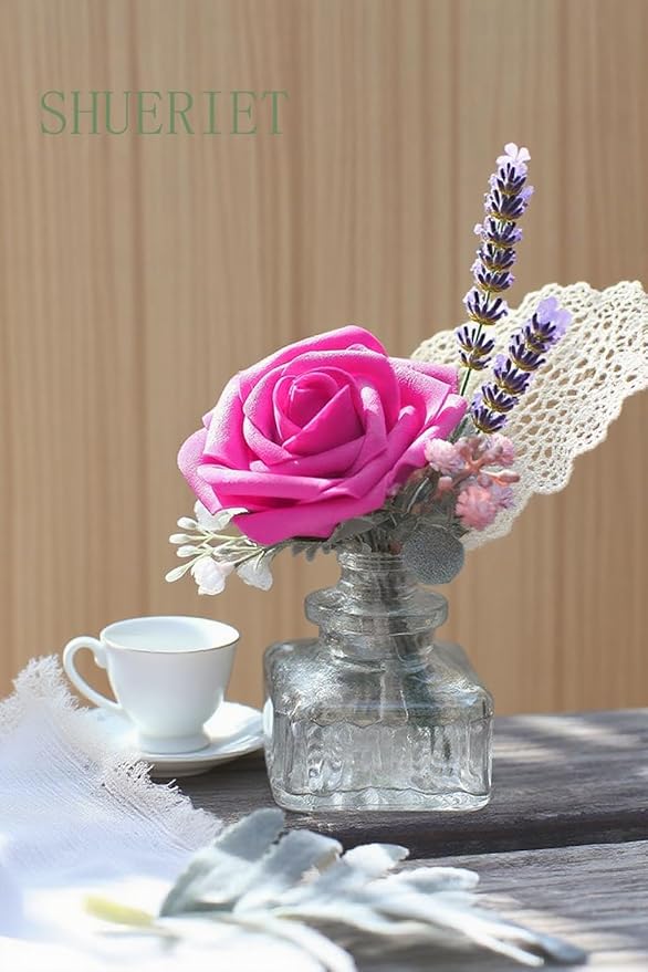 Blush Pink Artificial Roses 25pcs, Real Looking Fake Flowers with Stems for DIY Wedding Centerpieces, Bridal Shower, Party, Valentine's Day Gift, Home Decor