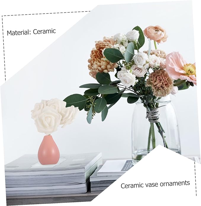 Healifty 3pcs Ceramic Vase for Flower Arrangement Decorative Glazed Ceramics Artistic Bud Containers for Living Table and Home Decor White Green Pink