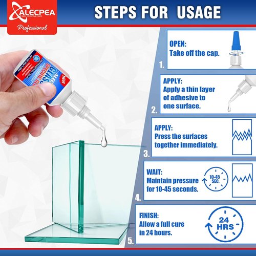 ALECPEA Glass Glue - Crystal Clear Invisible Adhesive for Glass Repair & Jewelry - Waterproof, Heat-Resistant Bond with Quick 15s Set & 3 Precision Tips