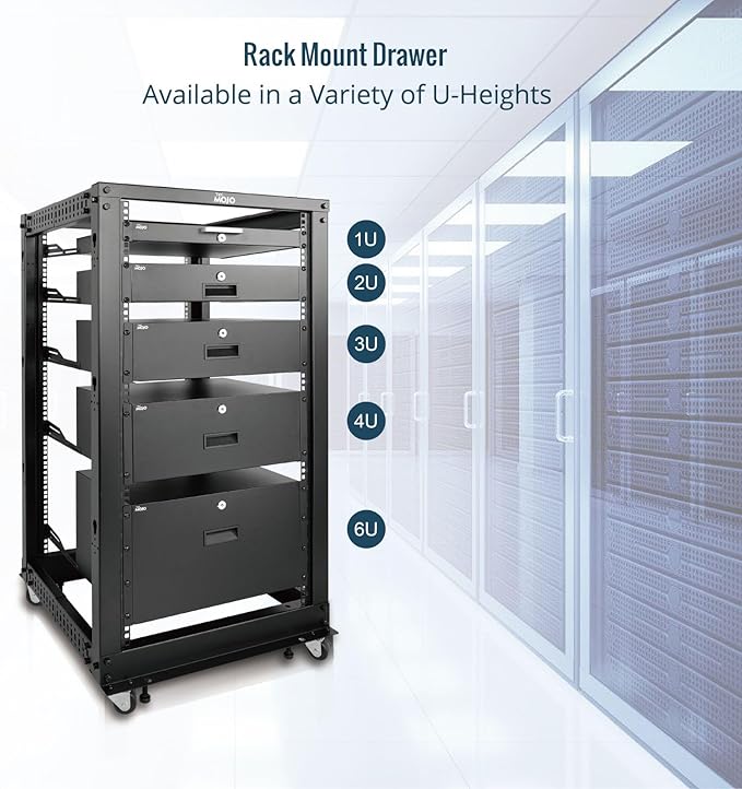 Tecmojo 1U Rack Drawer,Rack Mount Drawer for 19in Network Equipment/Server/AV Rack or Cabinet Enclosure,Sliding and Lockable Server Rack Drawer - Load-Bearing 22lb (10kg),with Cable Management Holes