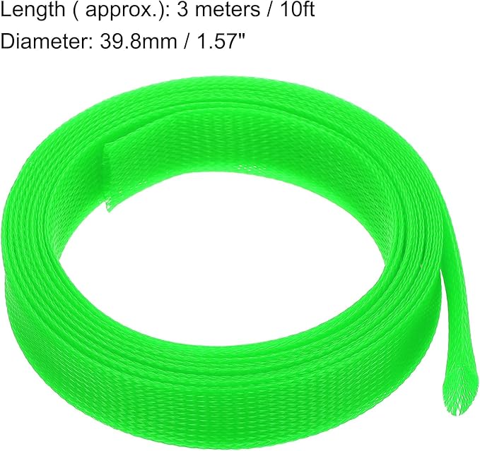 uxcell Expandable Sleeving,1 9/16-inch 10ft Cable Sleeve, Green