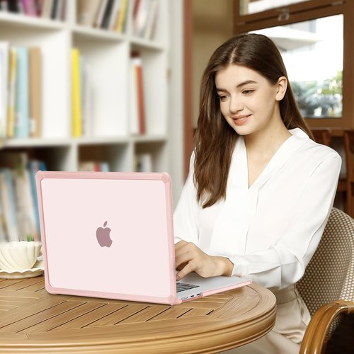 MOSISO Hard Case for MacBook Air 15" M5 2026 | Shock-Absorbing, Anti-Cracking, Pink with TPU Bumper & Keyboard Cover