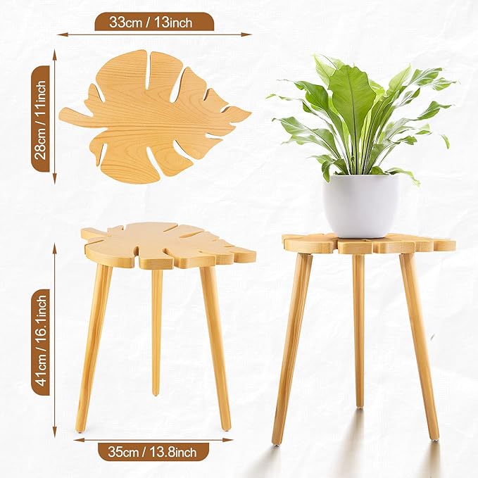 Plant Stool Stand for Indoor Use, Pine Wood Monstera Pot Holder, Decorative Corner Flower Table for Living Room, Tall Tripod Planter Rack for Home Office Patio Bedroom