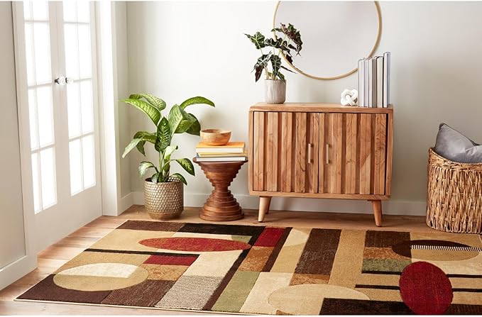 Home Dynamix Tribeca Jasmine Modern Area Rug, Abstract Brown/Green 18.9"x31.5"