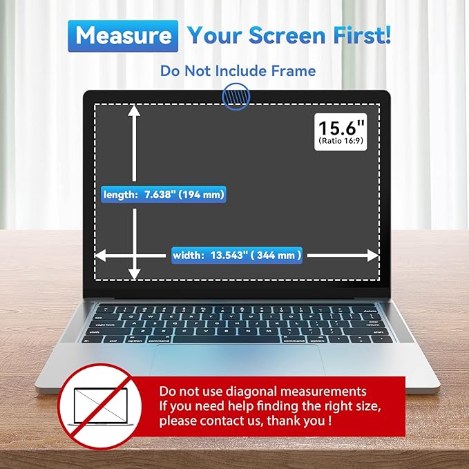 Yamaya Laptop Privacy Screen 15.6 Inch, Removable 16:9 Aspect Privacy Filter Screen Protector for 15.6 Inch Laptop, Privacy Screen Anti Peeping