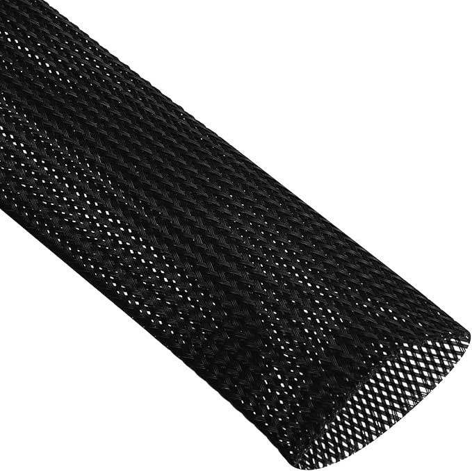 uxcell Expandable Sleeving, 1 1/2-inch 25ft Cable Sleeve, Black