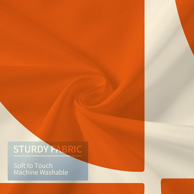 Orange Mid Century Shower Curtain Sets Boho,Modern Abstract Geometric Art Bath Curtain for Bathroom,Waterproof Fabric Polyester Curtain with 12 Hooks, 72 x 72 Inches