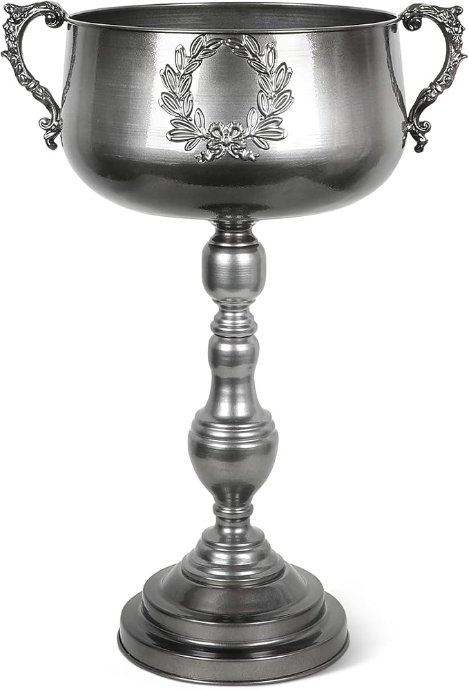 WORTH 22.5" H. Tall Floor Urn Vase - 15.3" Dia. Classic Bowl Metal Planter Plant Pot - Glossy Black Bowl Flower Vase for Party Event Home Decor - Decorative Outer Pot