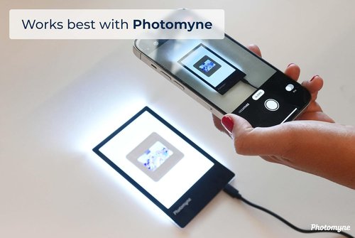 Photomyne A7 Mini Light Pad - Portable Ultra-Thin Backlight for Photo Slides & Film Scanning - Black