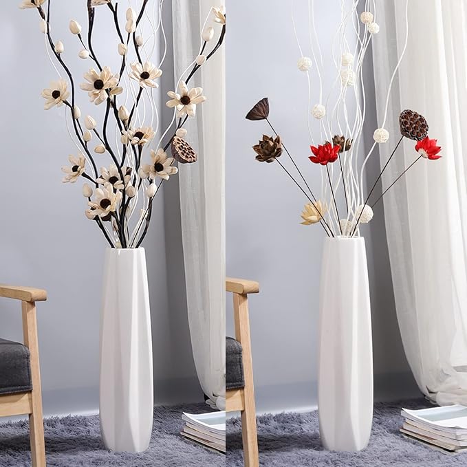 Ceramic Large Floor Vase, GDSZJLJ White 28" Tall Flower Vase Decorative Vases for Living Room Modern Home Decor Office Bedroom Kitchen Wedding House Décor, Gift for Wedding Housewarming