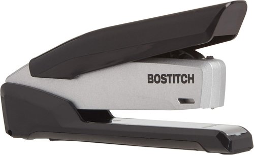 Bostitch Office Executive Metal Desktop Stapler - 3-in-1 Spring Powered with Staple Storage & Remover | 28 Sheet Capacity, Black/Gray