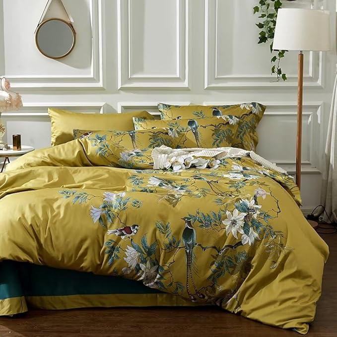 LifeTB Vintage Garden Floral Comforter Set Twin XL Vibrant Color Birds Flower Pattern Comforter Fluffy Soft Microfiber Boho Floral Bedding Comforter with 2 Pillowcases Cottage Botanical Comforter Set